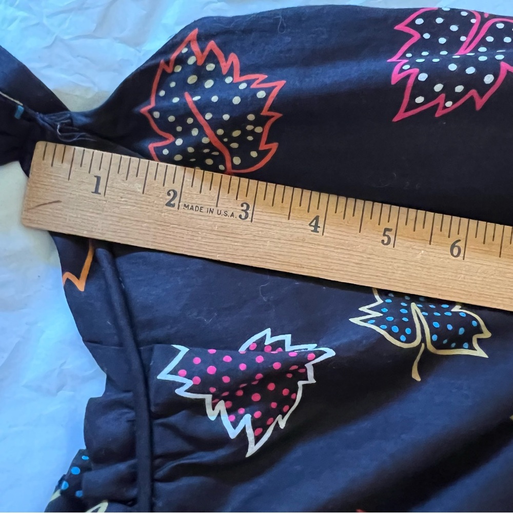 Marc By Marc Jacobs Black Cotton Bubble Dress with Multicolor Leaf Design - Picture 14 of 15